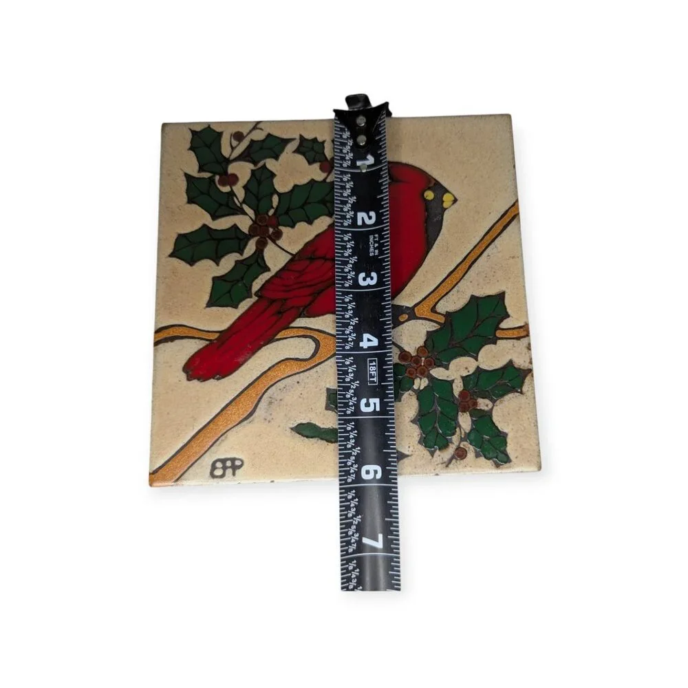 Cardinal Tile by Elany Wall Hanging or Hot Plate- Hand Painted 6